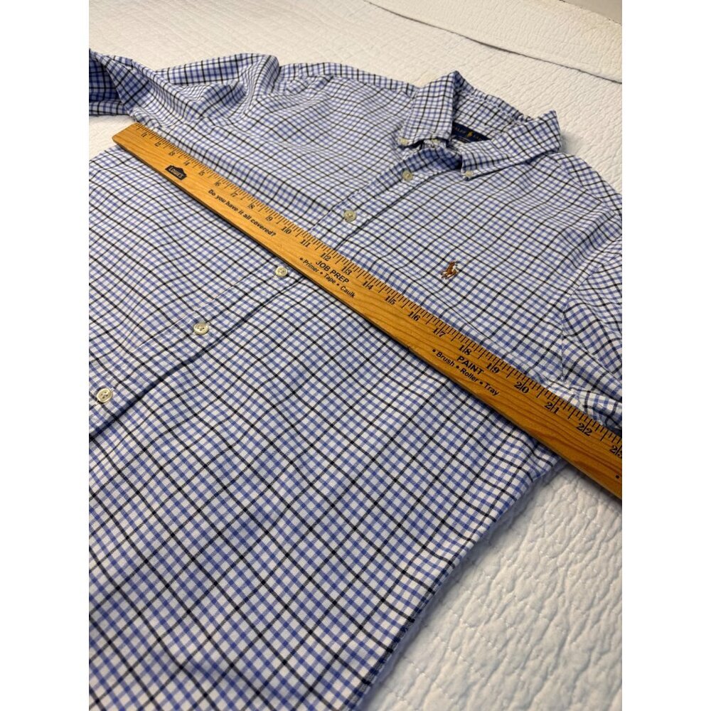 Polo Ralph Lauren Mens L Slim Fit Blue White Long Sleeve Button-Up Shirt Office - Picture 5 of 11